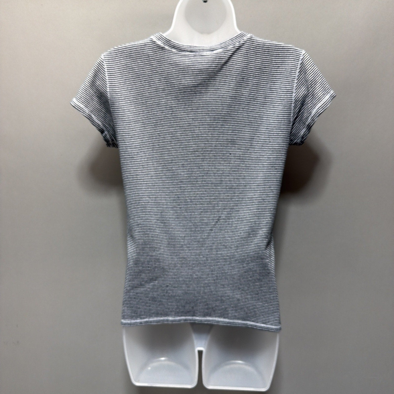 Ralph Lauren Sport Shirt Womens M Black/White Striped Short Sleeve Pullover