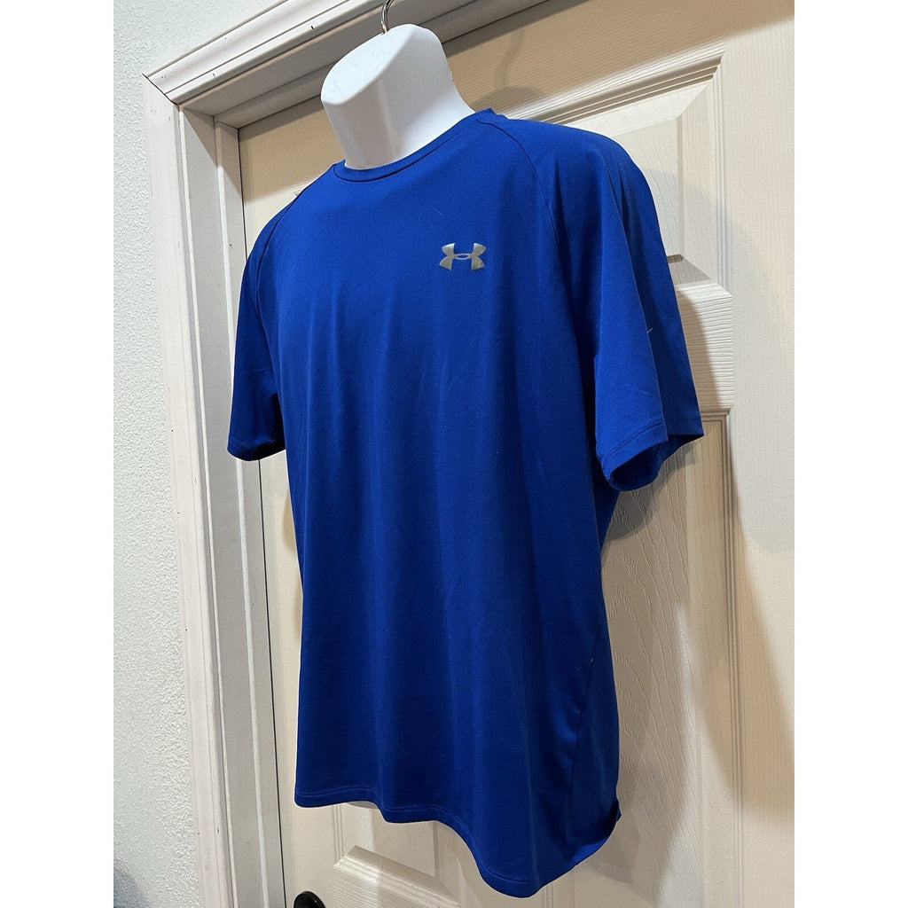 Under Armour HeatGear Blue Athletic Crew Neck T shirt Men's Size Medium Logo
