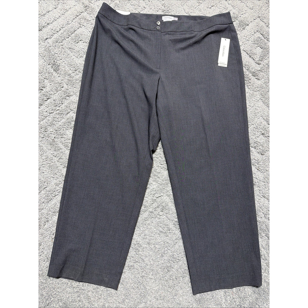 Calvin Klein Womens Size 24W Gray Traditional Fit Dress Pants 31" Inseam NWT $99