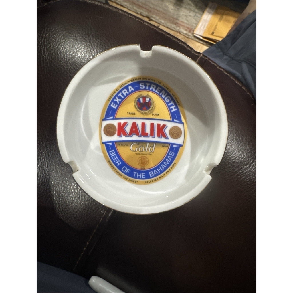 Kalik Gold Beer Ashtray Bahamas Ceramic Breweriana Barware Advertising 3.5"