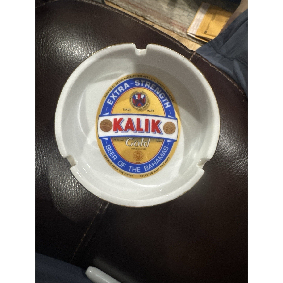 Kalik Gold Beer Ashtray Bahamas Ceramic Breweriana Barware Advertising 3.5"