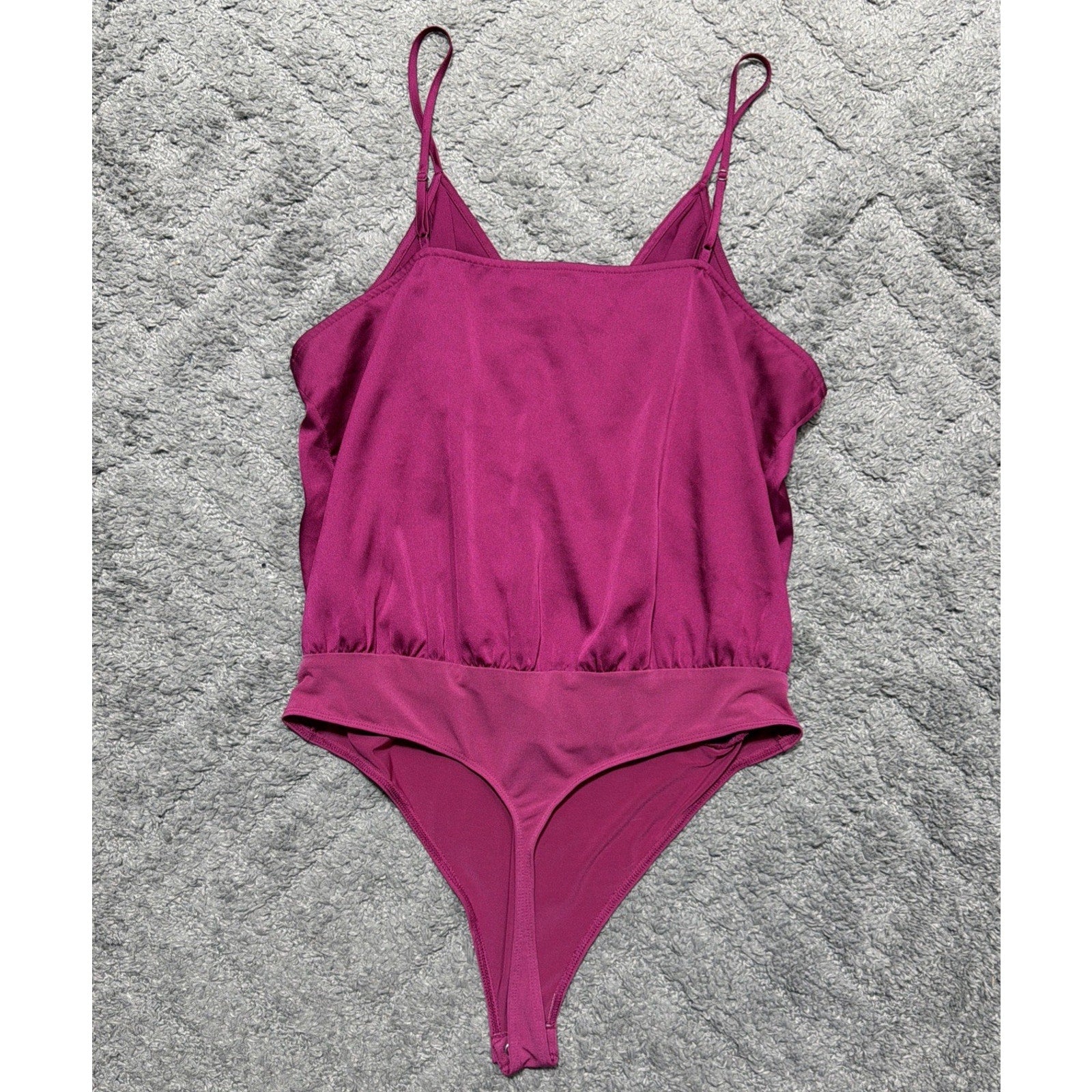 Express Satin Pleated Faux Wrap Cami Thong Bodysuit XL