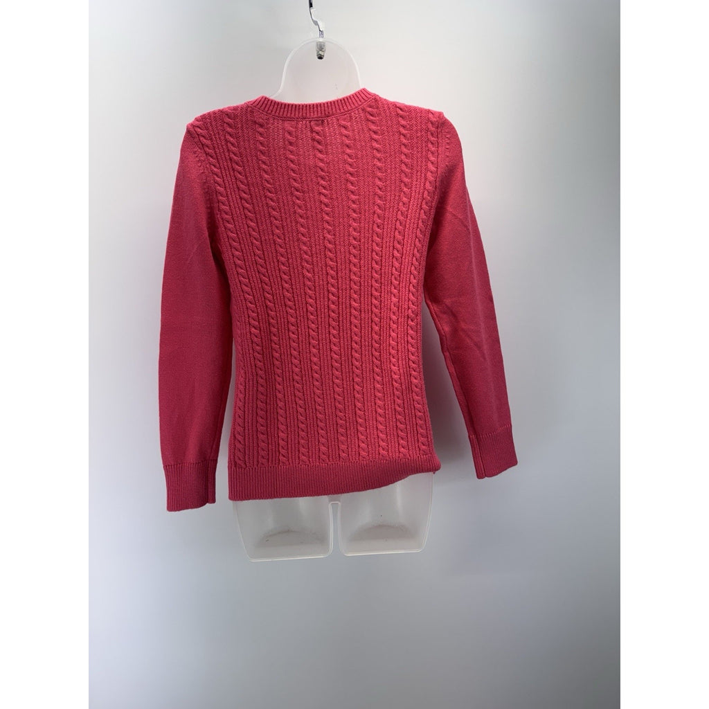 Talbots Sweater Pink Pullover Cable Knit Long Sleeve Button Shoulder Women’s S