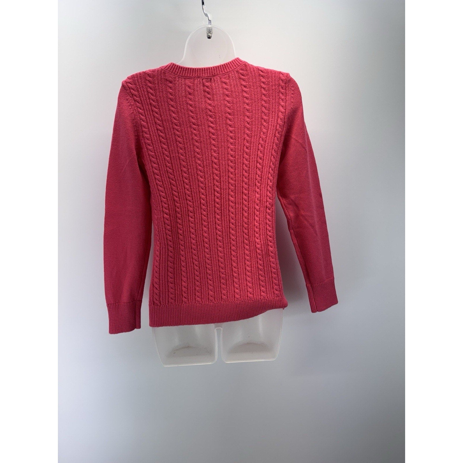 Talbots Sweater Pink Pullover Cable Knit Long Sleeve Button Shoulder Women’s S