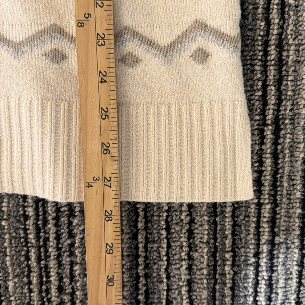 LOFT Fair Isle Knit Super Soft Sweater Blue Cream Sz.M Stretch