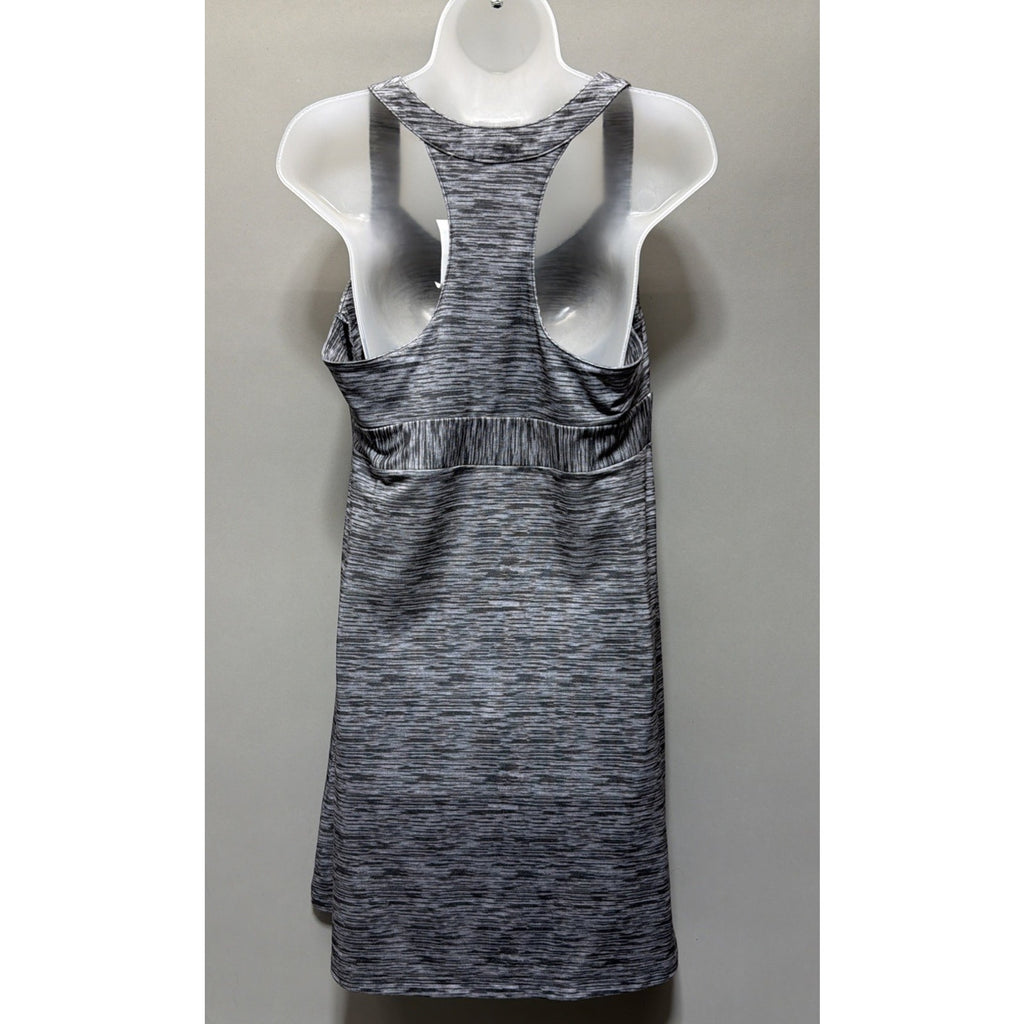 ZeroXpoSuR DRESS ATHLEISURE GRAY SPACE DYE PRINT WITH BUILT BRA SIZE LARGE NWT