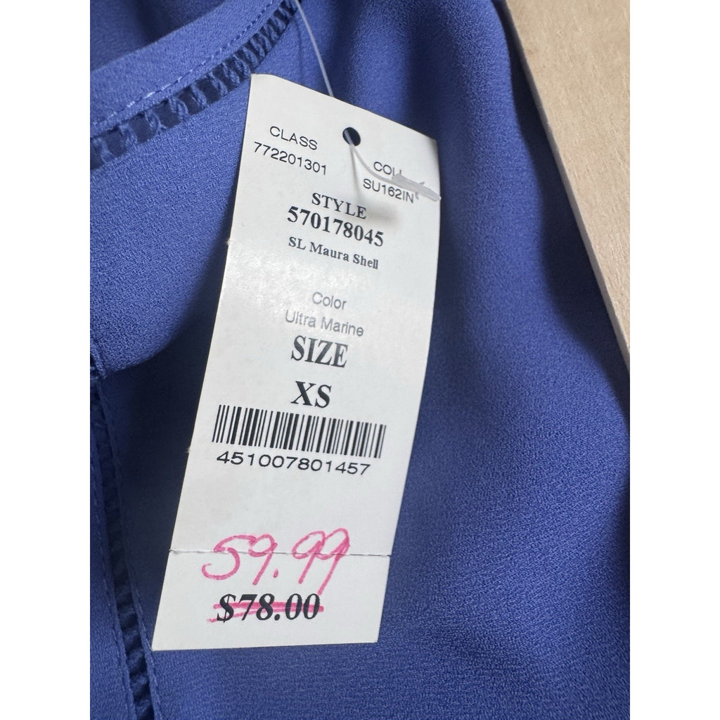 WHBM White House Black Market XS Ultra Marine Sleeveless Blouse NWT $78