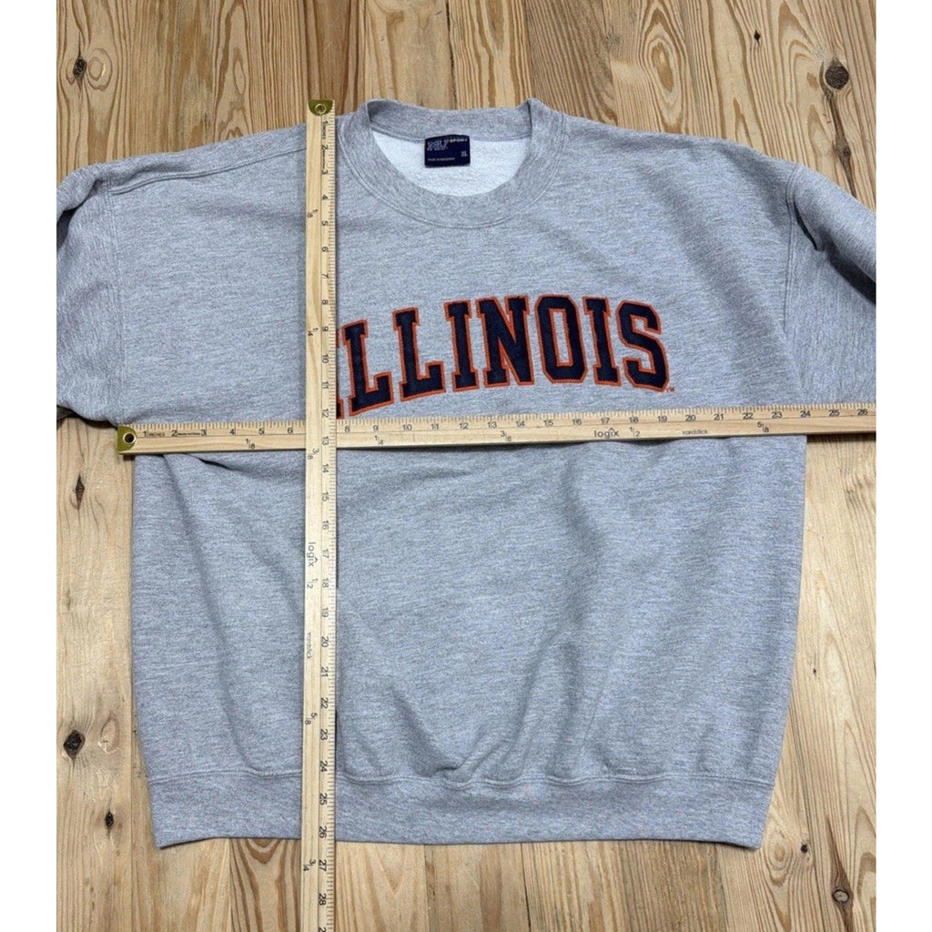 Vintage Illinois MV Sport Crewneck Fleece Stitched Sweatshirt Adult XL Gray