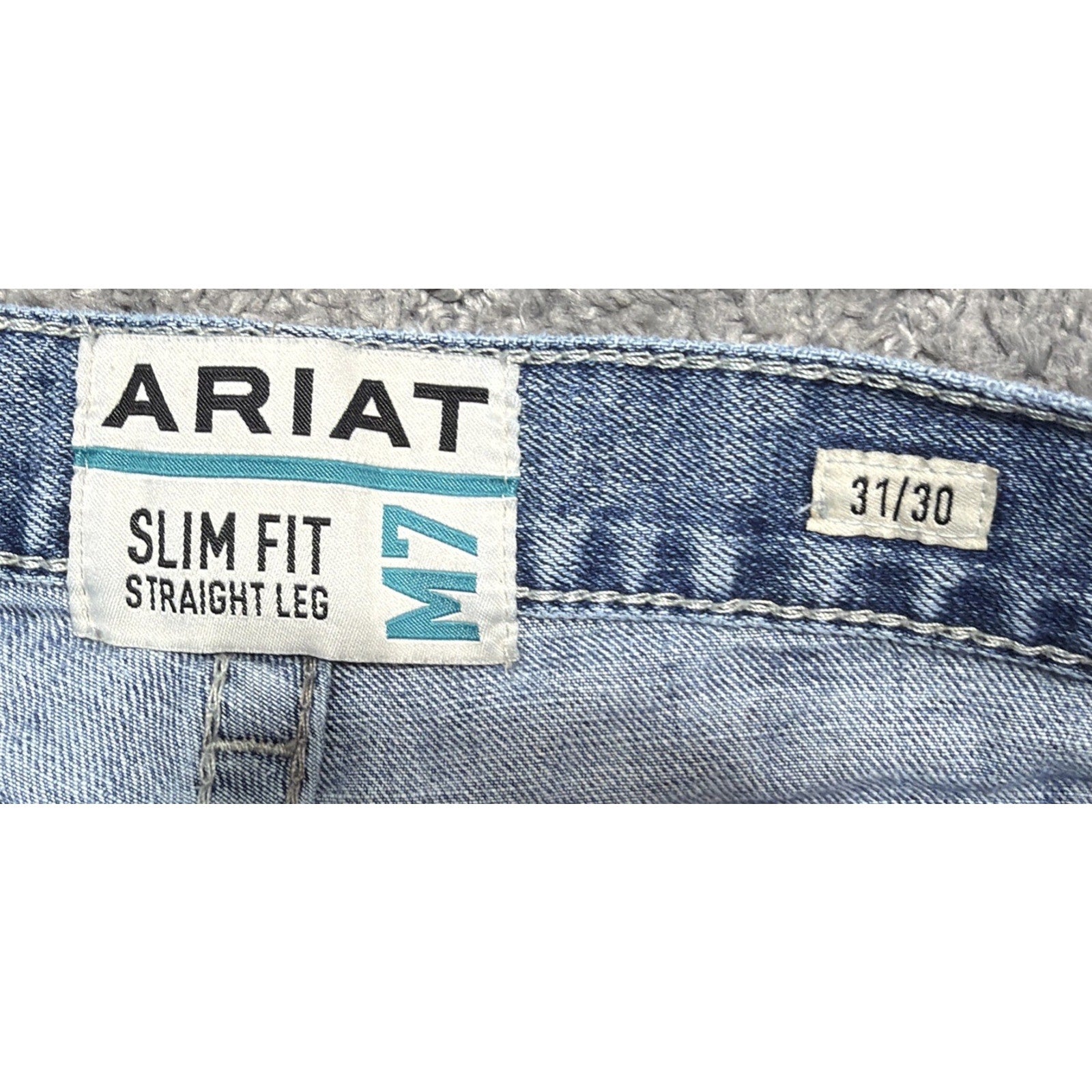 Ariat M7 Men's Slim Fit Straight Leg Denim 31x30 Thick Stitch Workwear /Stained