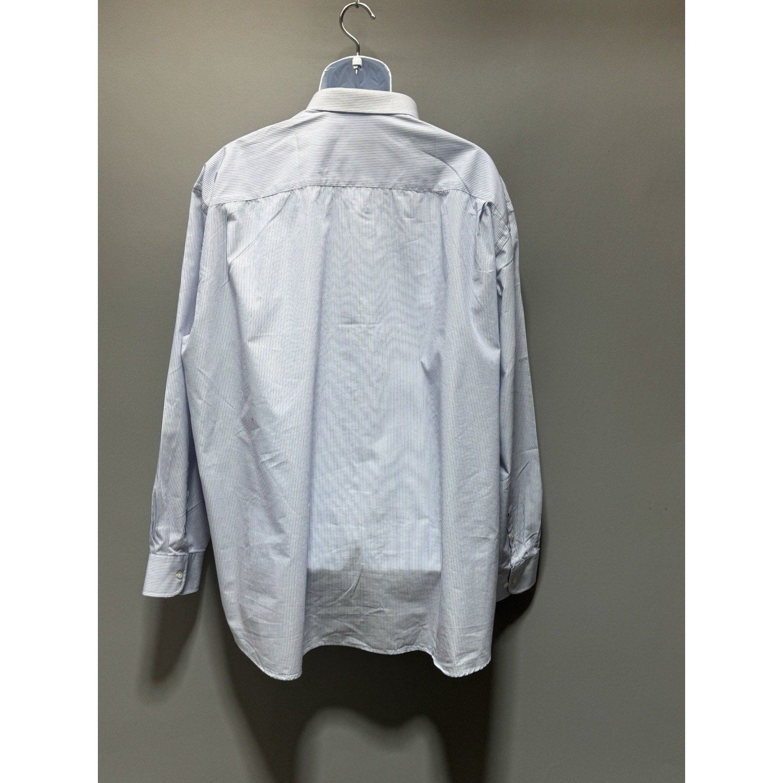 Dustin Mens Dress Shirt Blue Stripe Button Front Long Sleeve Cotton Blend NWT 17