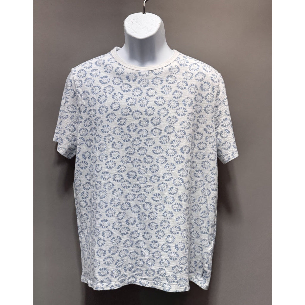 Express Shirt Adult Mens Large White Blue Flowers Casual NYC Casual Shirt EUC