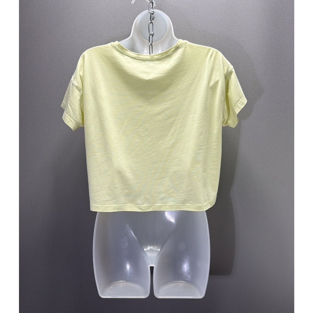 Lululemon Womens Yellow Cropped T Shirt Short Sleeve Relaxed Pima Cotton Tee