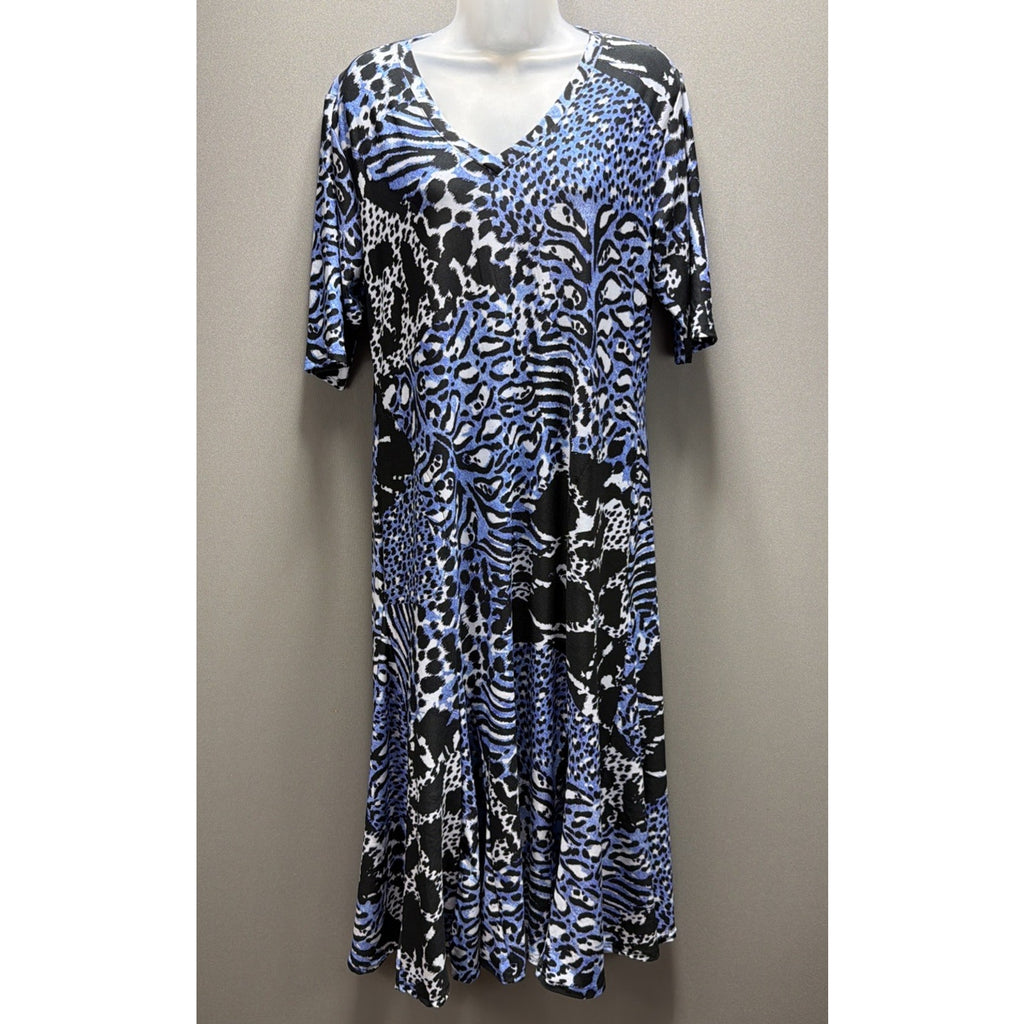New Attitudes by Renee Petite L Como Jersey Godet Midi Dress Sapphire Pockets