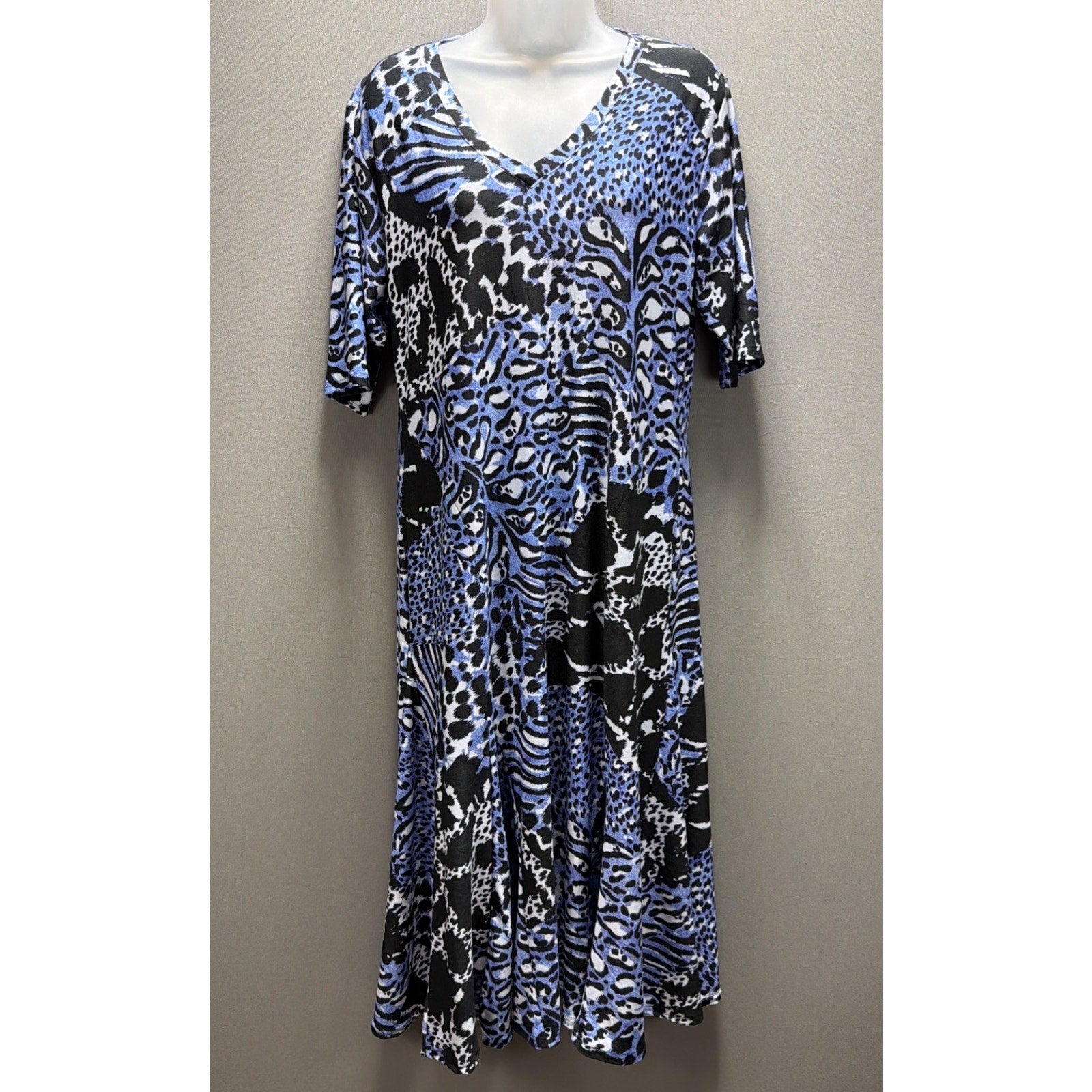 New Attitudes by Renee Petite L Como Jersey Godet Midi Dress Sapphire Pockets