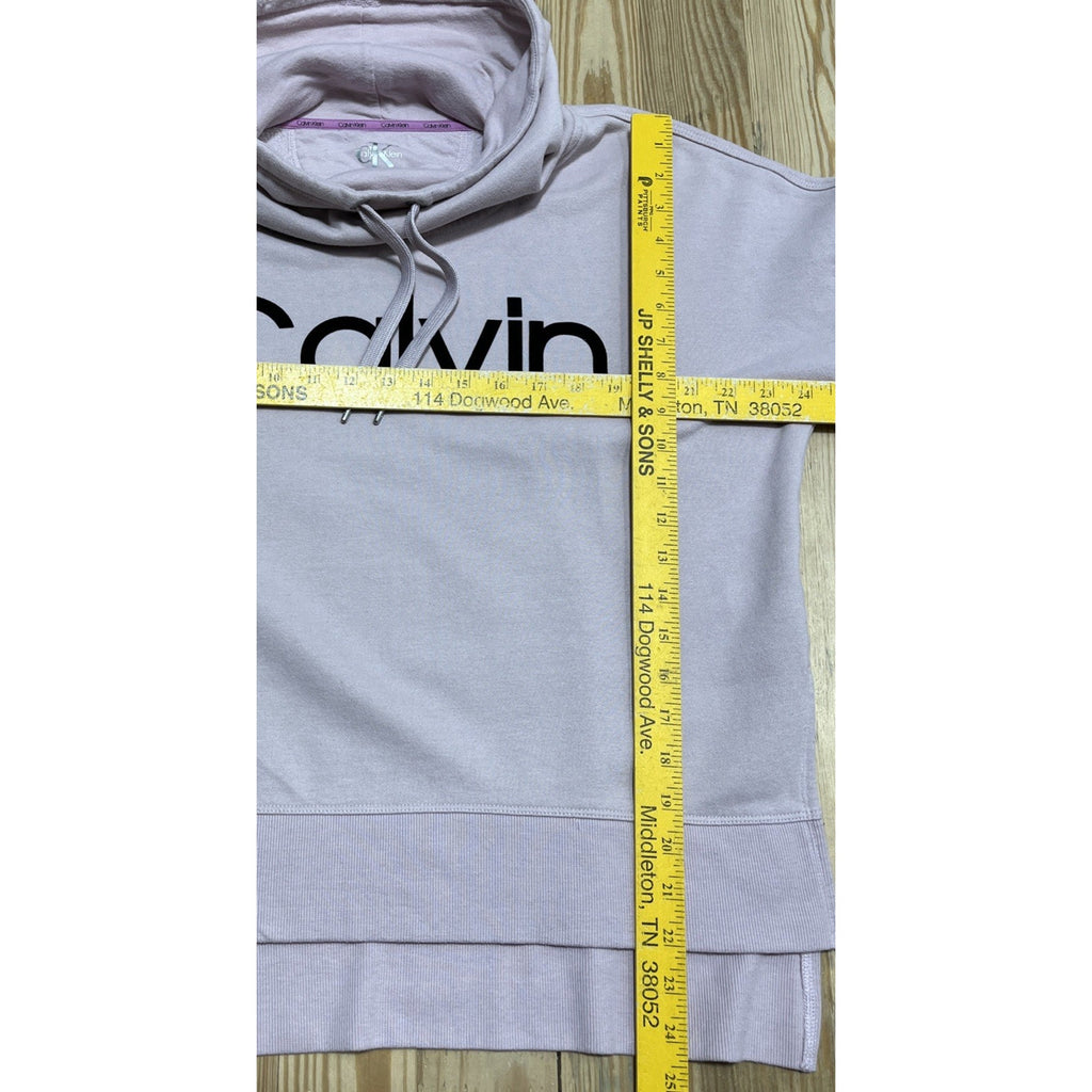 Calvin Klein Ladies Pink Logo Cowl Neck Sweatshirt - Size Small