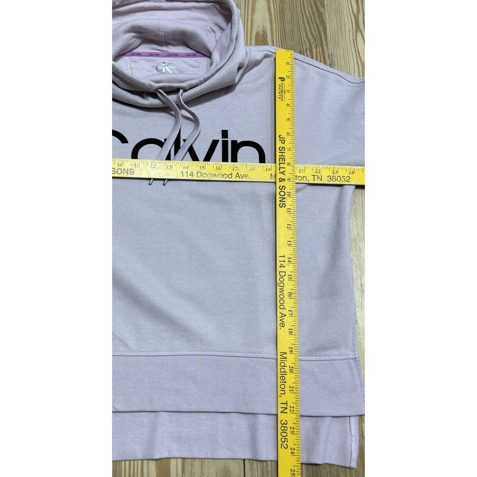 Calvin Klein Ladies Pink Logo Cowl Neck Sweatshirt - Size Small