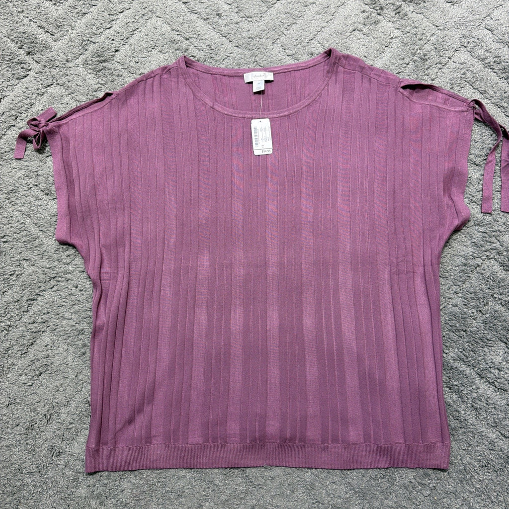 NWT C J Banks Women's Plus 3X Purple Shimmery Top Short Sleeves