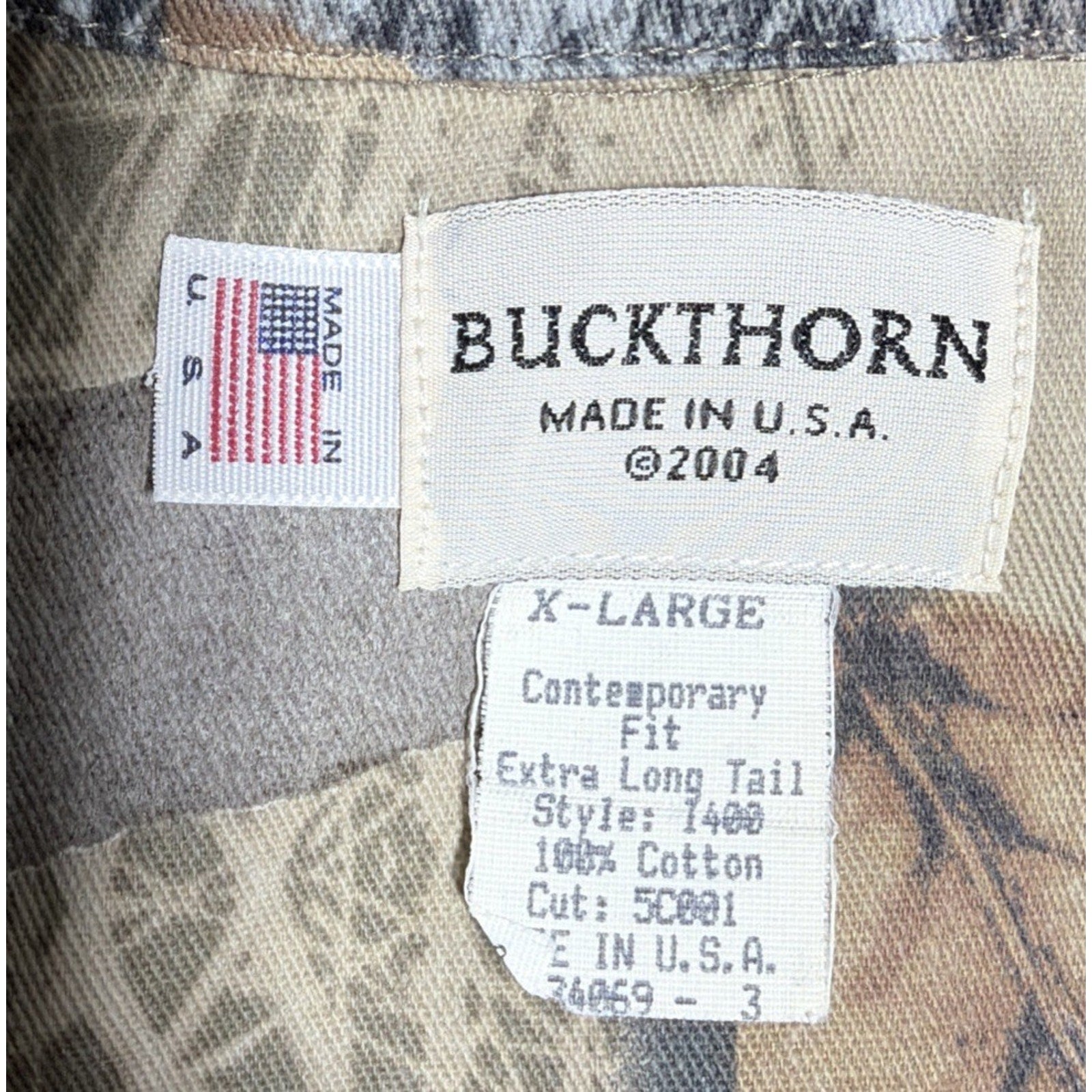 Vtg Buckthorn Mens XL Camouflage Heavyweight Button Front Shirt Made USA 2004