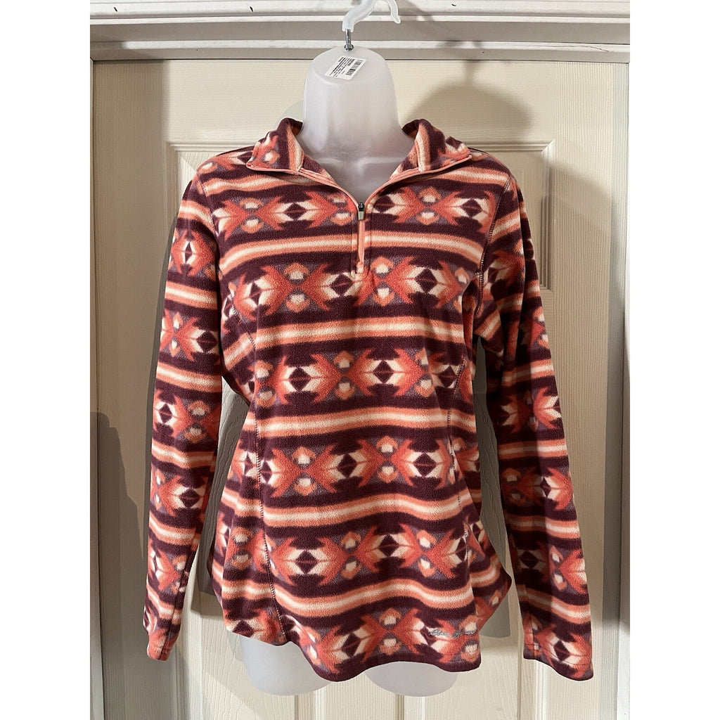 Eddie Bauer Plush 1/4 zip Pullover Fleece Women’s Sz M Jacket Ultra-soft Aztec