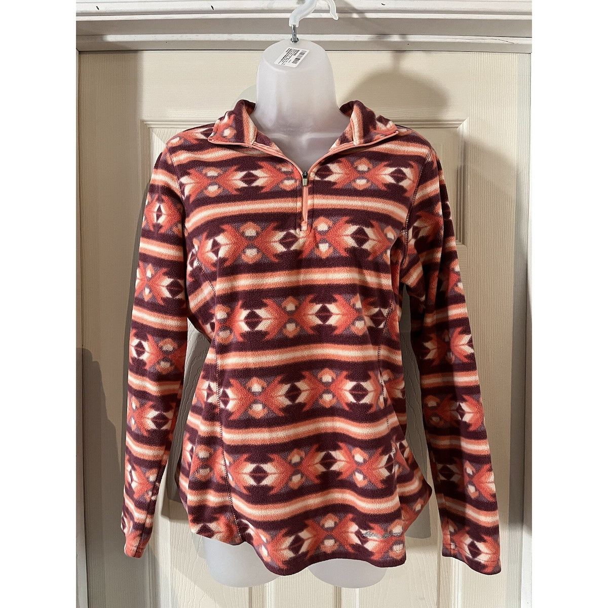 Eddie Bauer Plush 1/4 zip Pullover Fleece Women’s Sz M Jacket Ultra-soft Aztec