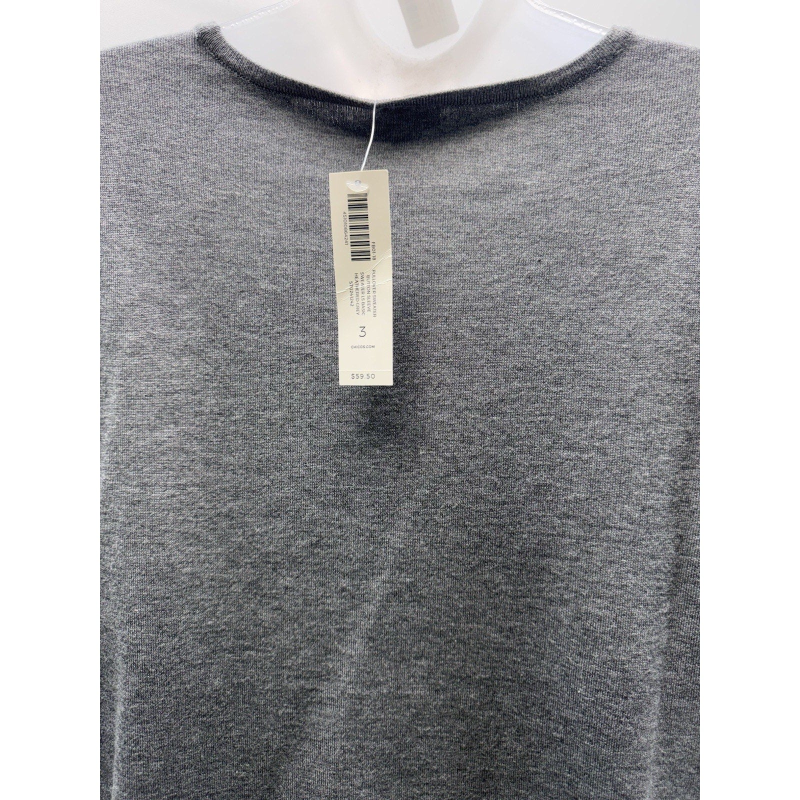 Chico's Sweater3Women's Small Gray Long Sleeve Pullover Knit