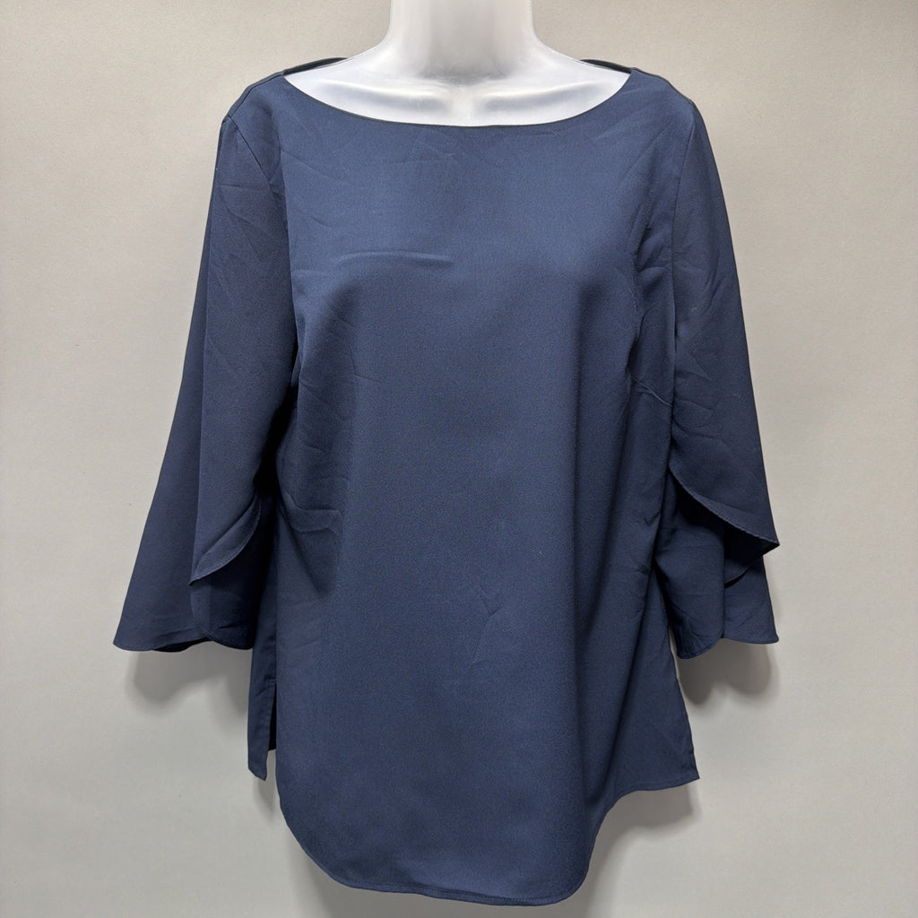 Banana Republic Navy Tulip Sleeve Blouse Size M Top Career Minimalist