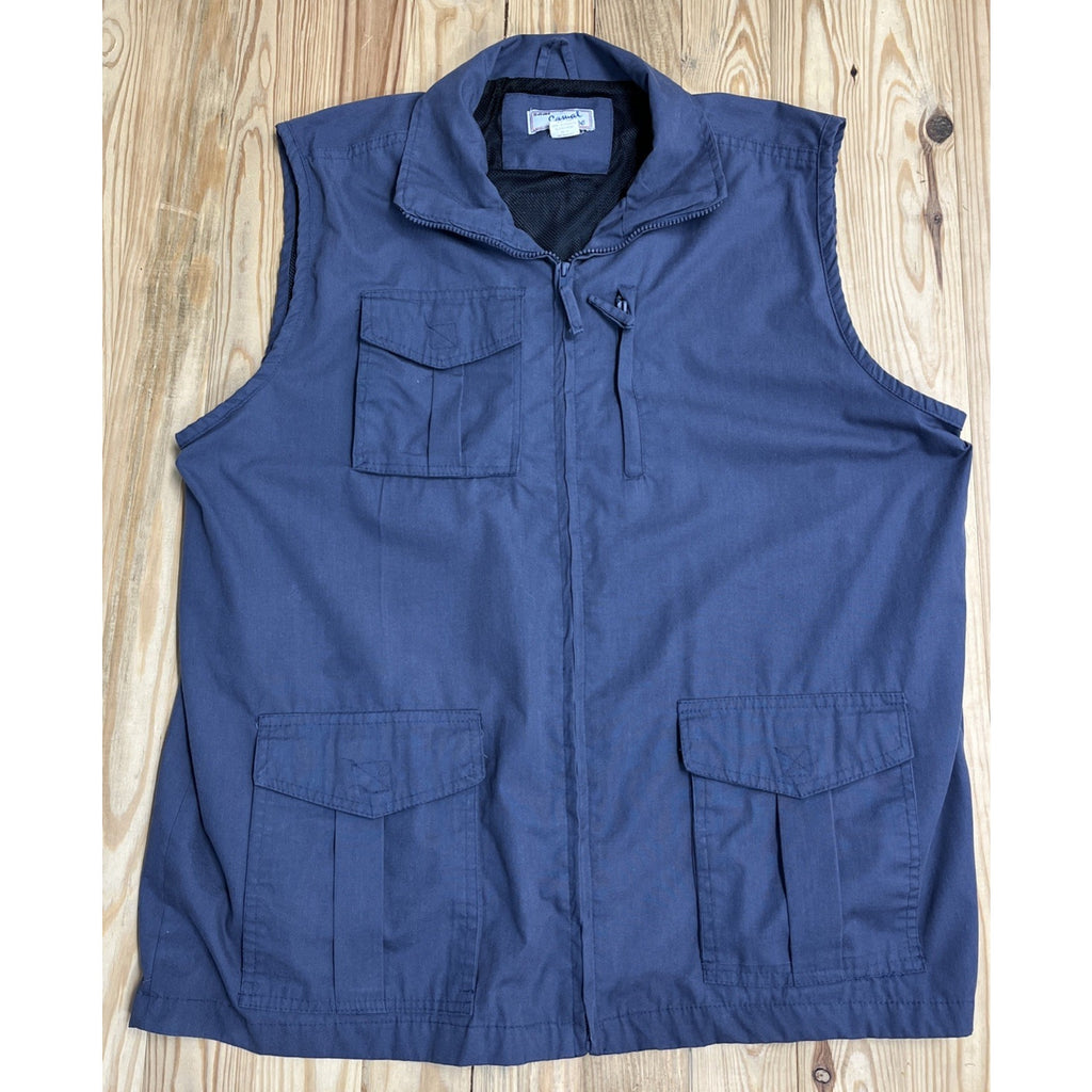 Haband Casual Joe Vest Slate Blue Hiking Hunting Fishing Size XL Full Zip y2k