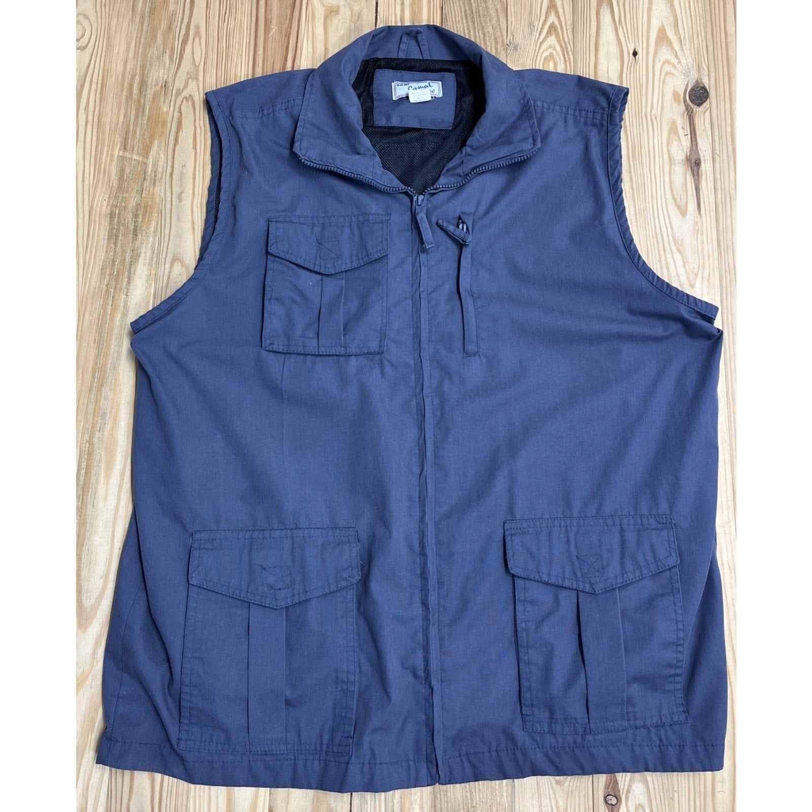 Haband Casual Joe Vest Slate Blue Hiking Hunting Fishing Size XL Full Zip y2k