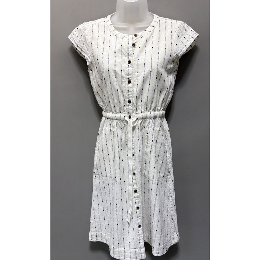 LOFT Dress Womens White Button Front Collar Pockets Midi Modest 00P
