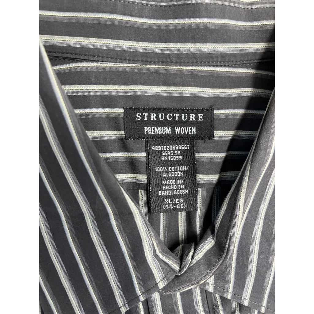 Structure premium Woven 100% Cotton Button Up Striped Long Sleeve XL