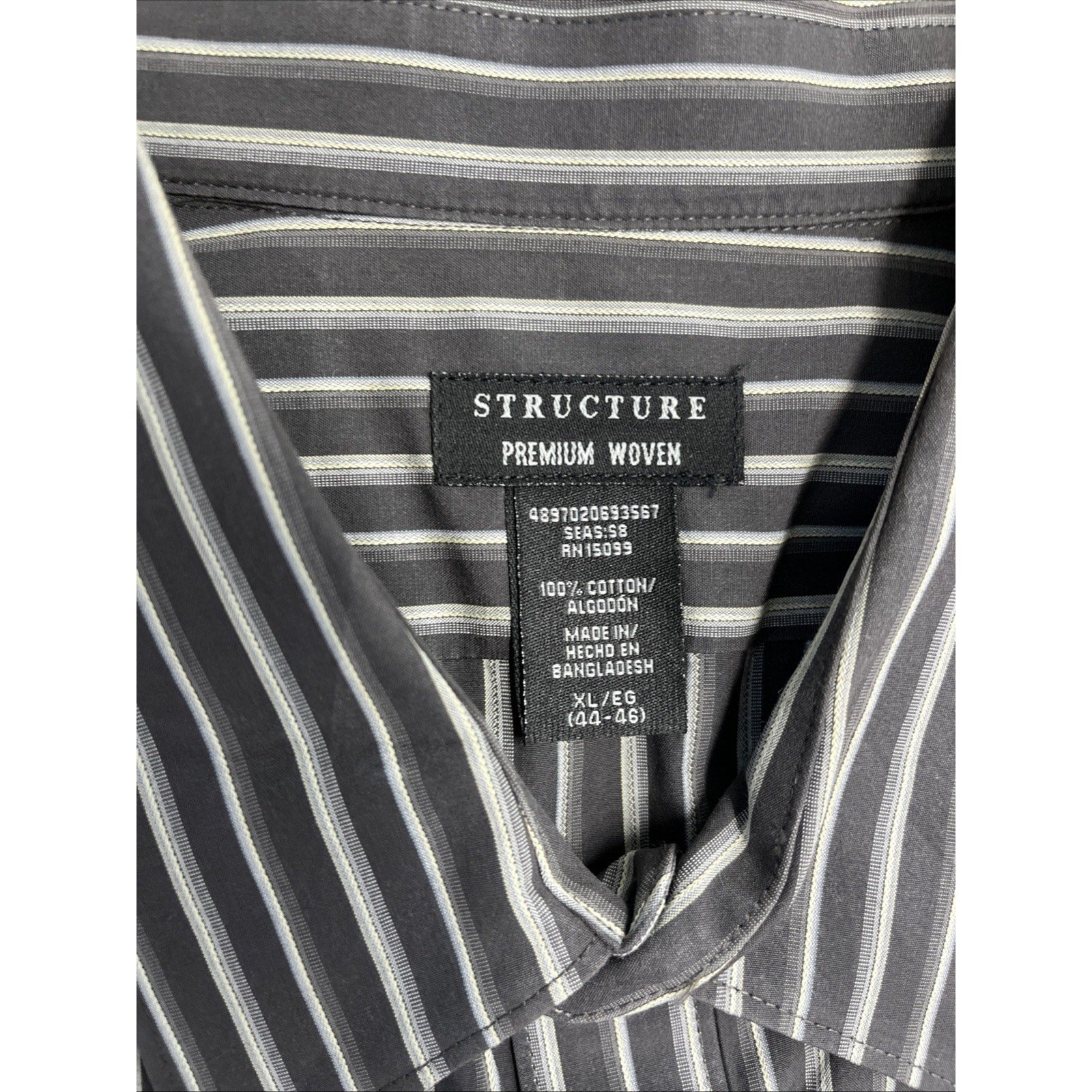 Structure premium Woven 100% Cotton Button Up Striped Long Sleeve XL
