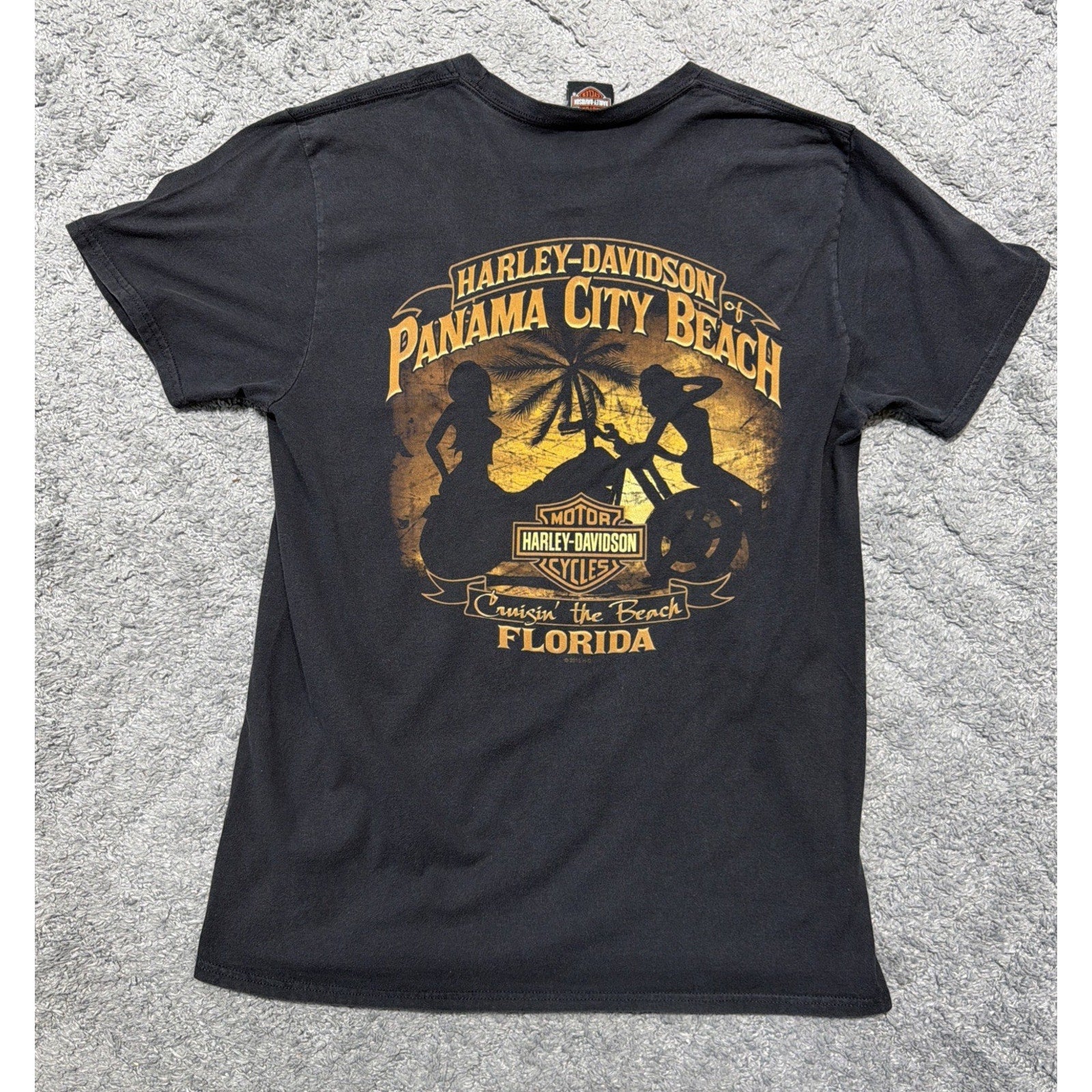 Harley-Davidson Bar & Shield Eagle Short Sleeve Shirt L Black Panama City FL