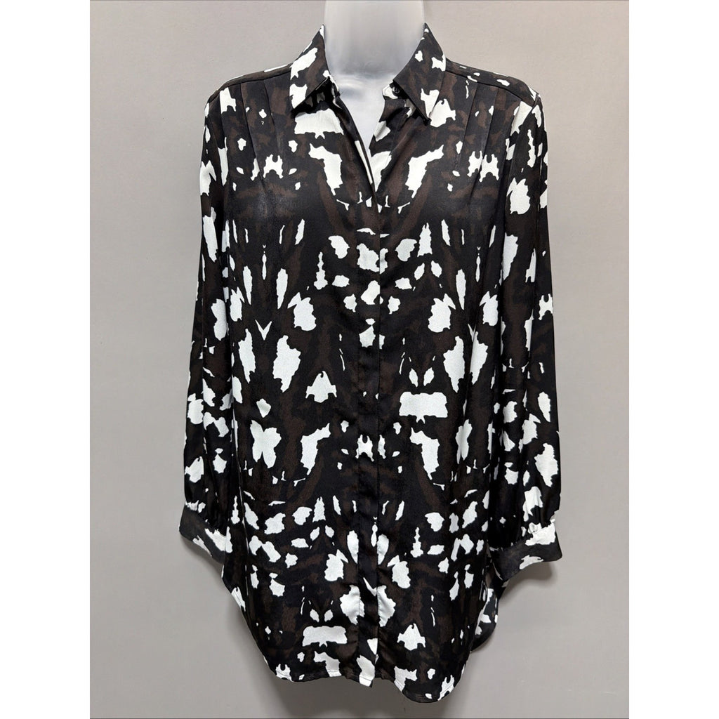 Express Shirt Womens S Black Button Front Long Sleeve Tunic