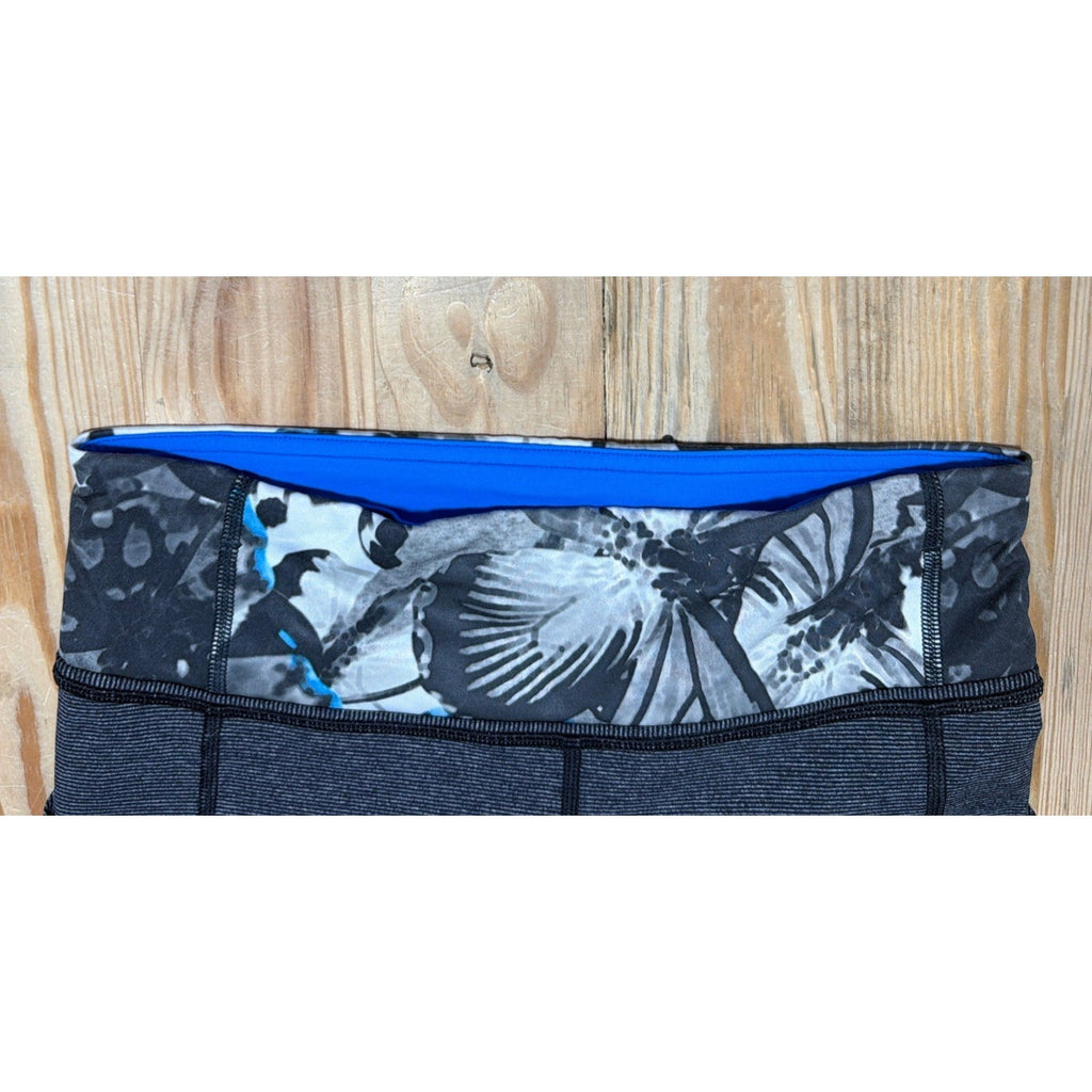 LULULEMON PACE RIVAL CROP PANTS Heathered Black So Fly Butterfly sz 4 23”