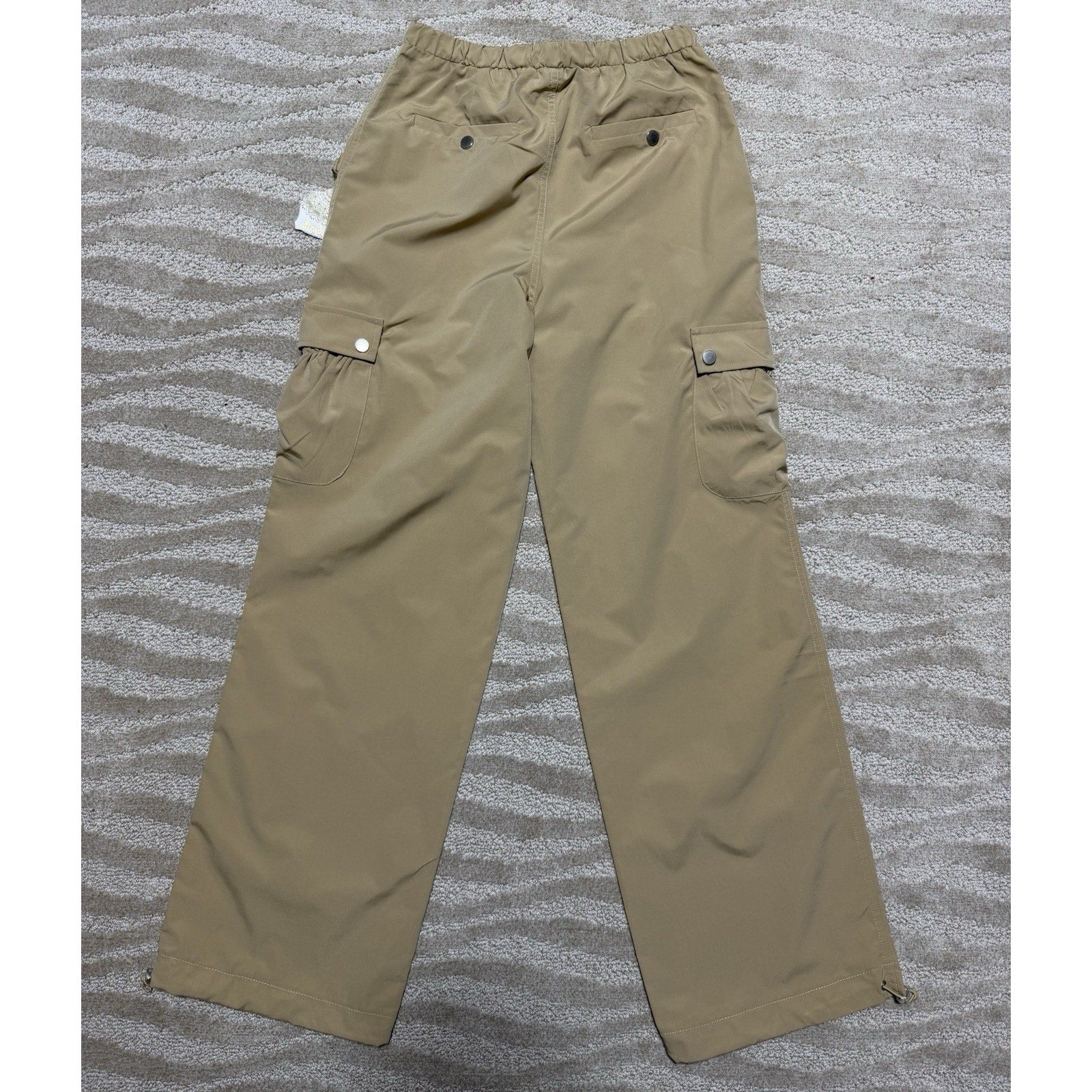 NWT Altar’d State Tan Wide Leg Cargo Pants Women’s Small Elastic Waist Utility