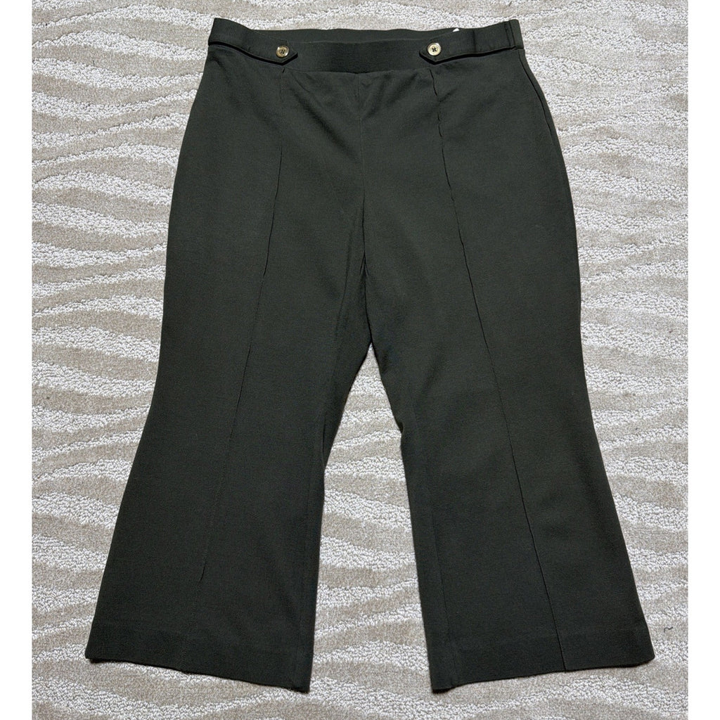 Michael Kors Women's Green High-Rise Crop Flare Pull On Pants Size Large