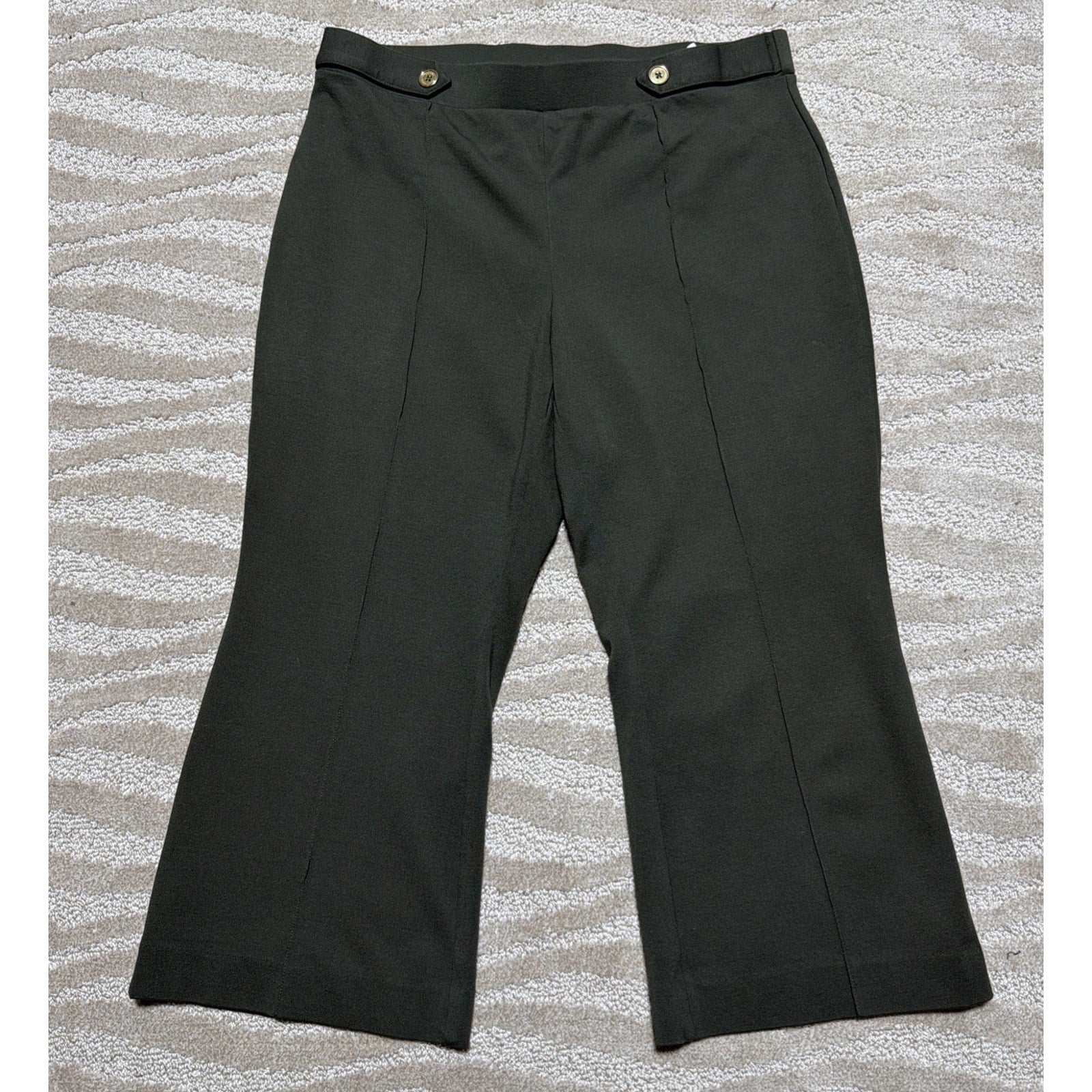 Michael Kors Women's Green High-Rise Crop Flare Pull On Pants Size Large