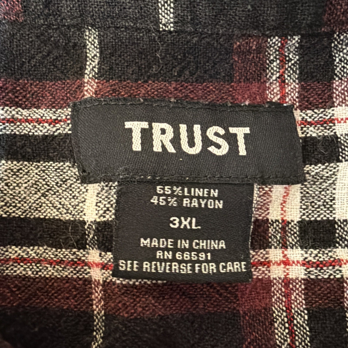 Trust Brand Linen Button Up Short Sleeve Shirt Mens 3XL Casual Plaid NWOT