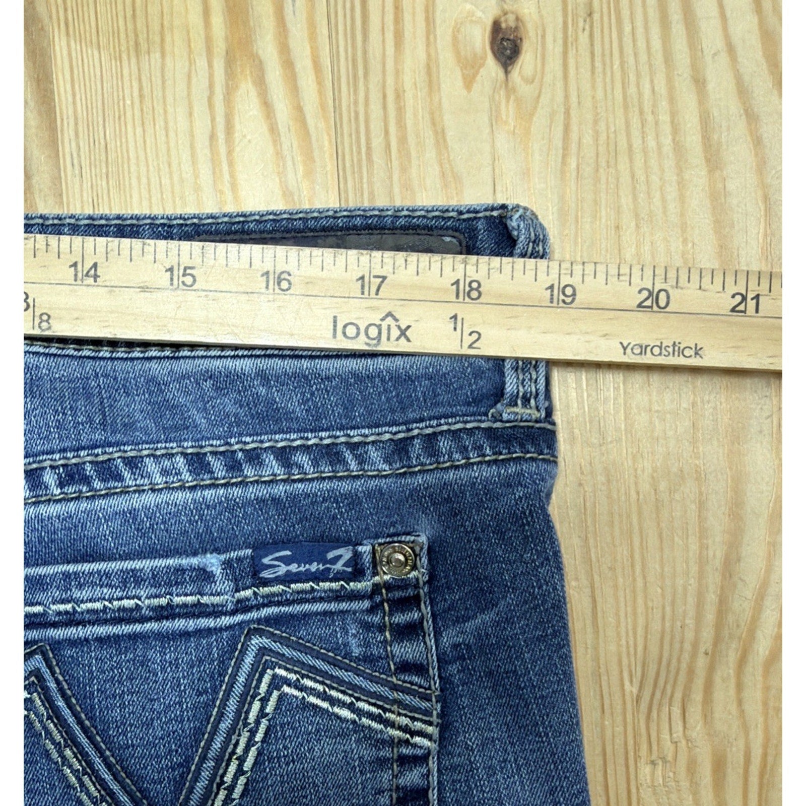 Seven 7 Blue Slim Boot Cut Thick Stitch Jeans Stretch Denim Women's 14 36x32