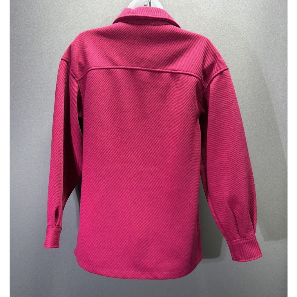 C by One Shacket Womens XS Fuchsia Pink Textured Button Front Shirt Jacket