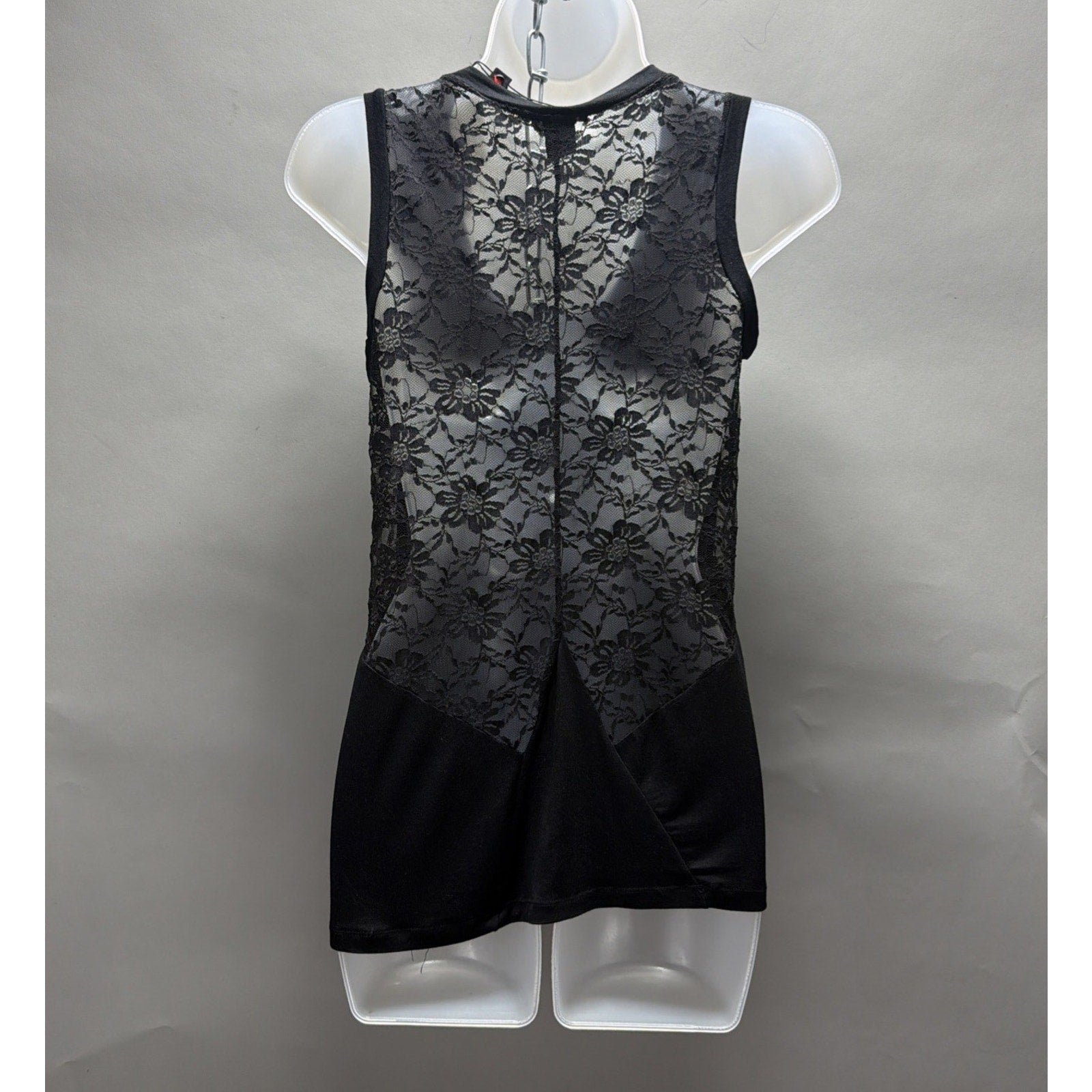 NWT Gold N Glam Black Studded Lace Tank Top Womens Small