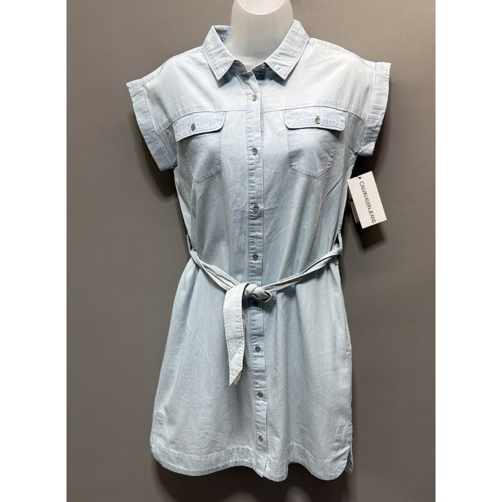 New Calvin Klein Girl's Juniors Chambray Denim Shirt Dress Size XL/16 NWT