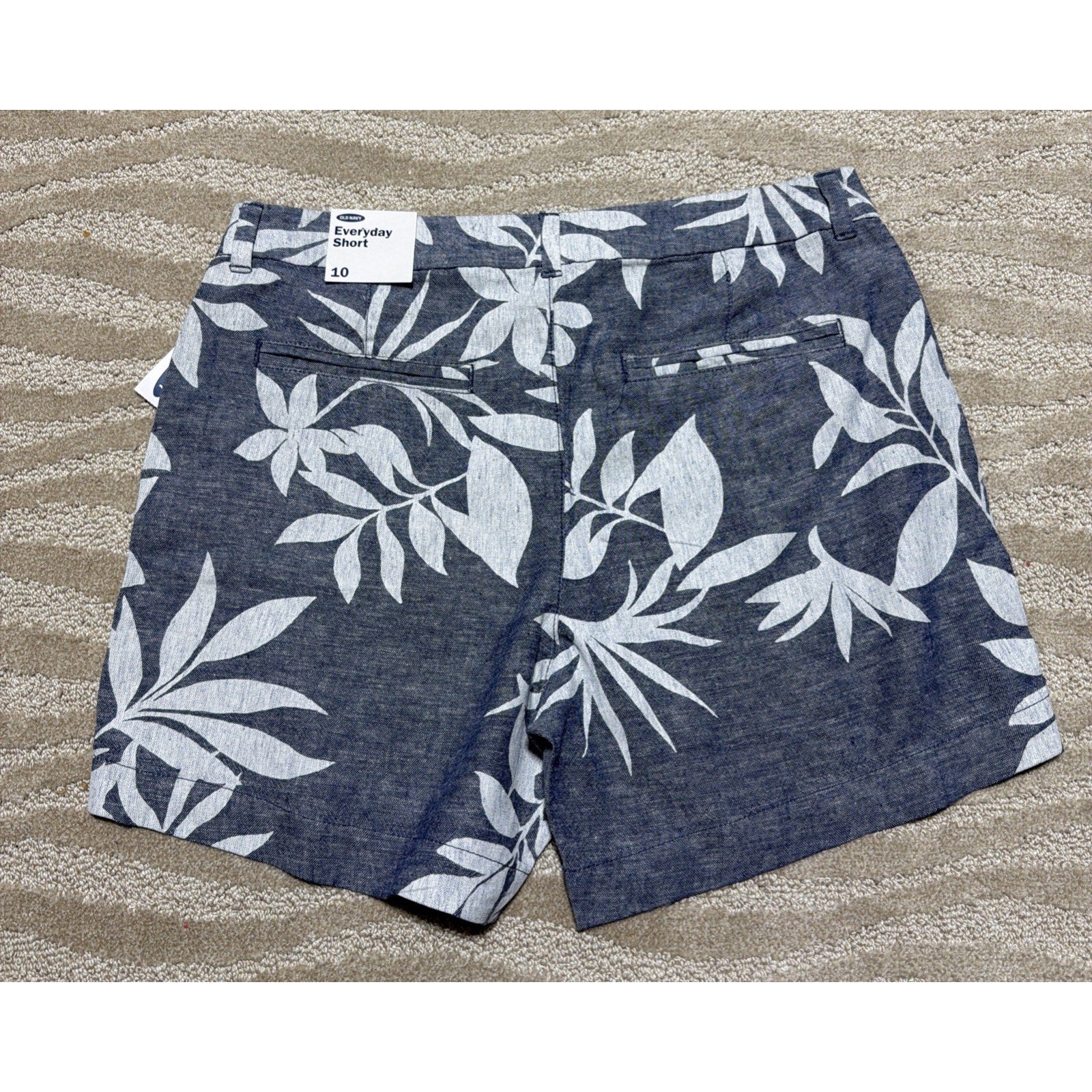 New Old Navy Women's Size 10 Navy Floral Linen Blend Everyday Shorts