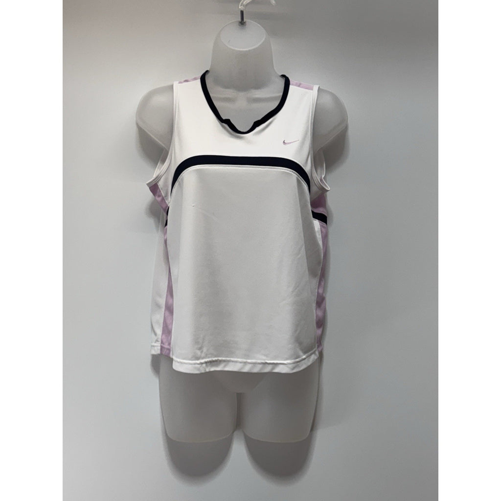 Nike Tank Top Pink White & Black Dri-Fit Sleeveless Girls Medium 8/10