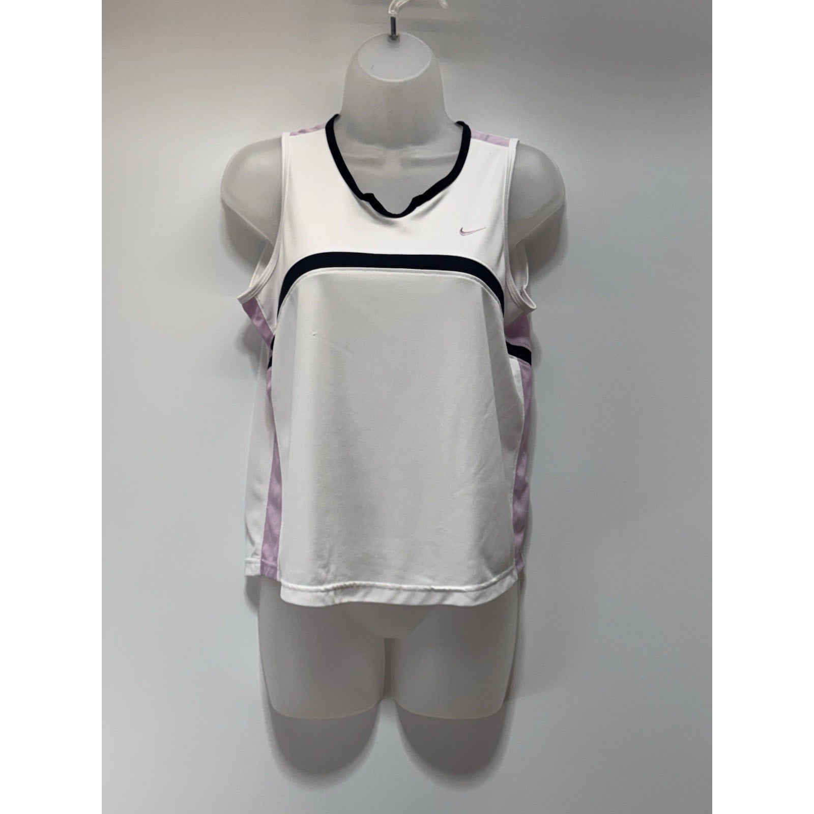Nike Tank Top Pink White & Black Dri-Fit Sleeveless Girls Medium 8/10
