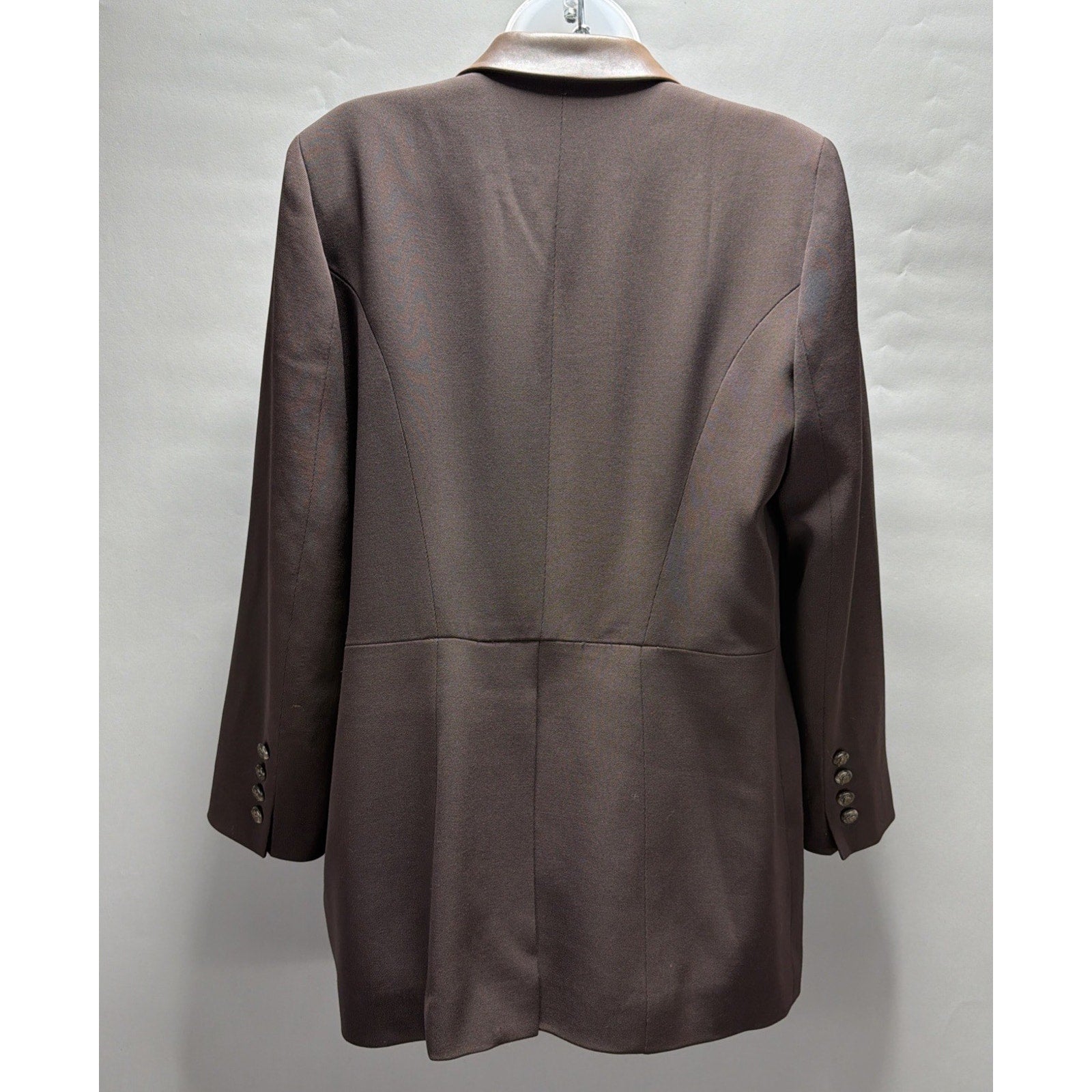 Ralph Lauren Brown Wool Blazer Jacket Women’s 8 Leather Collar Equestrian Mint