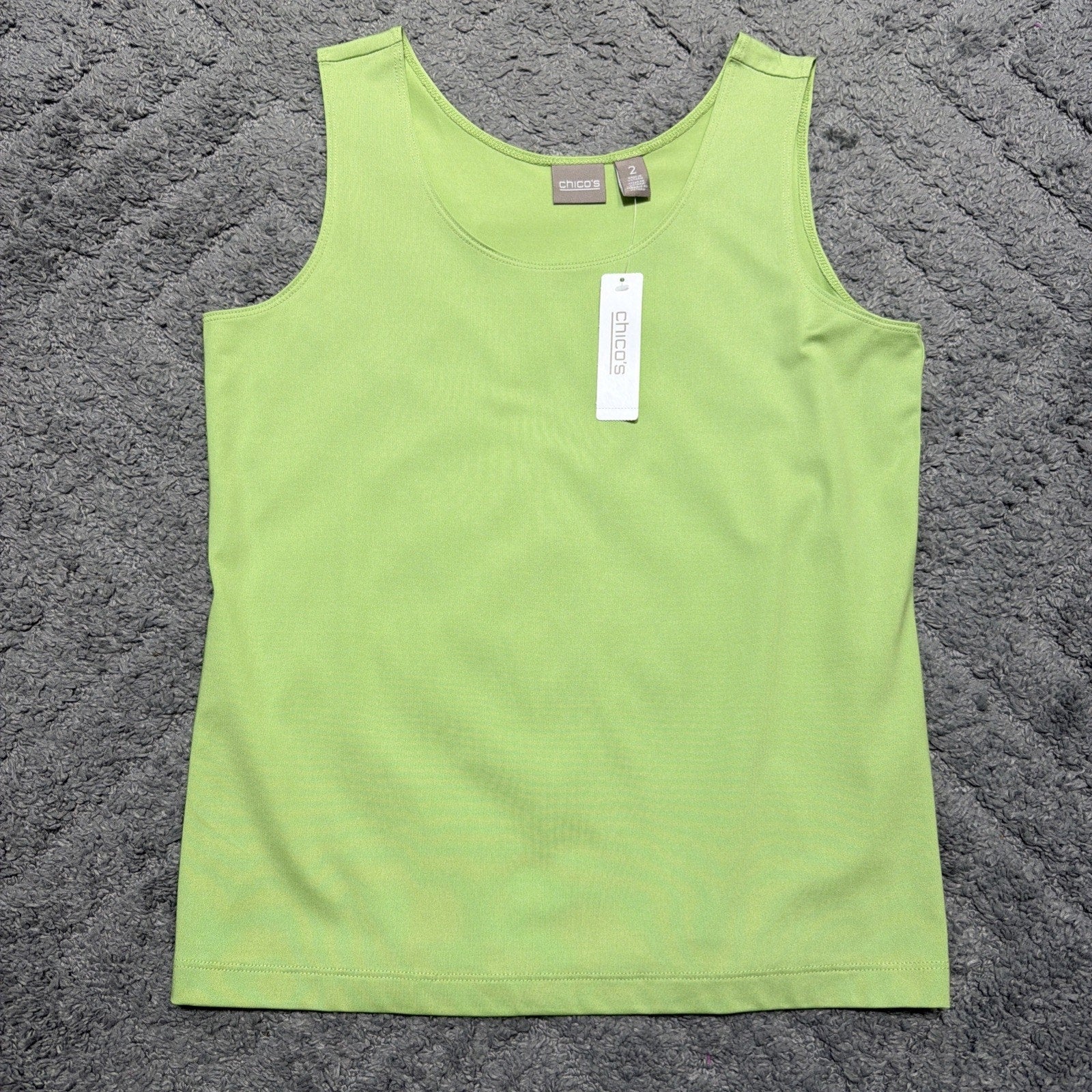Chico’s Microfiber Tank Top Women’s Size 2 Lime Green Stretch Basic New