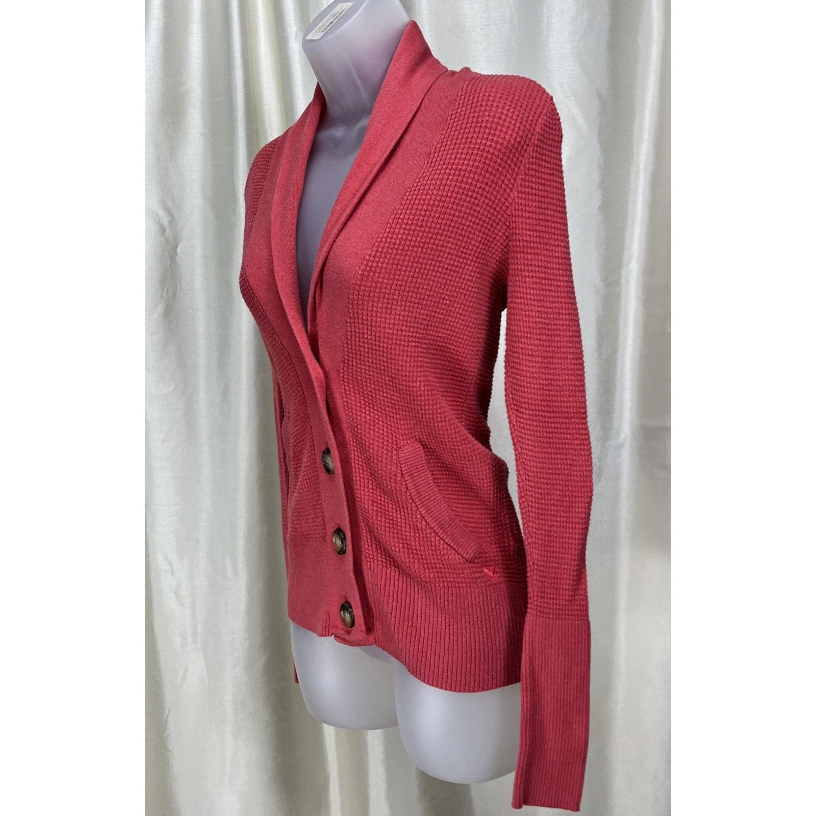 American Eagle Cardigan Women's M Button Up Pockets Shawl Neck Coral Pink