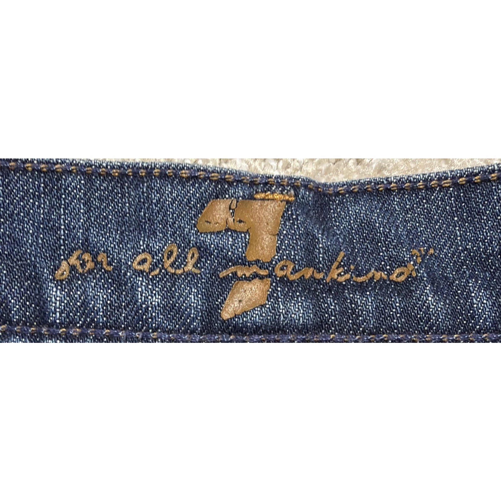 Y2K 7 For All Mankind Women's Bootcut Jeans Blue Yellow Emb Size 30 X 27