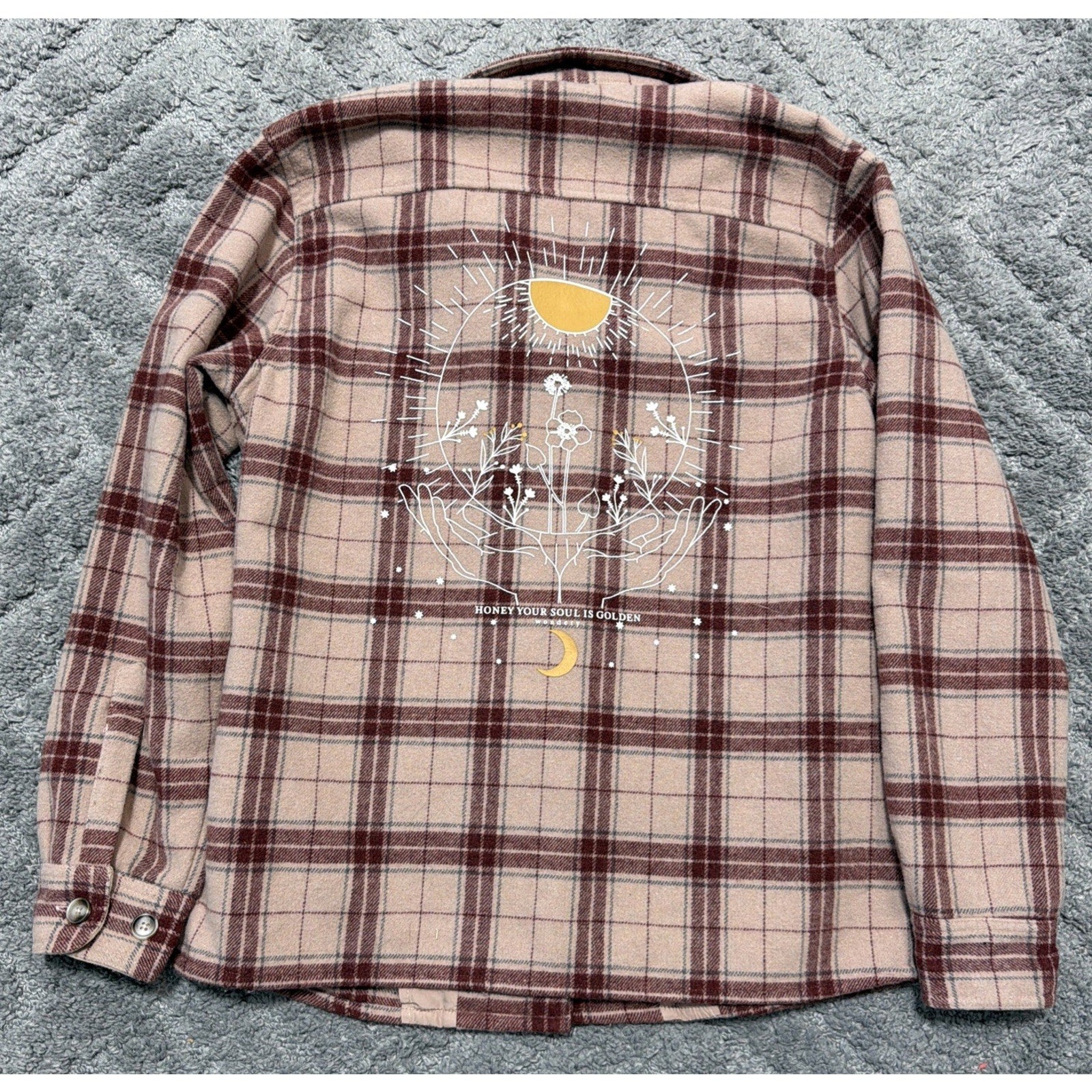 Rei Wondery Wool Blend Plaid Shirt Small Tan Honey Your Soul Is Golden Shacket